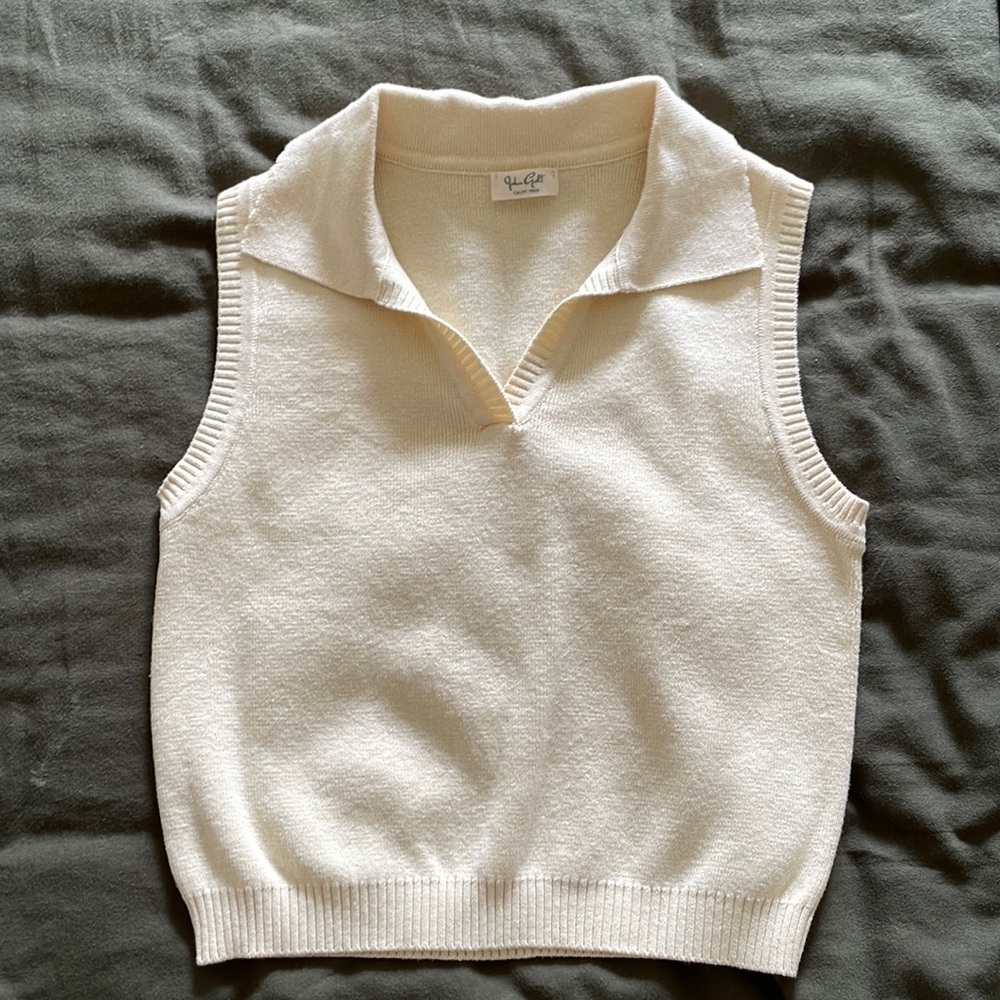 John Galt Cropped Polo Sweater Tank - Picture 2 of 5